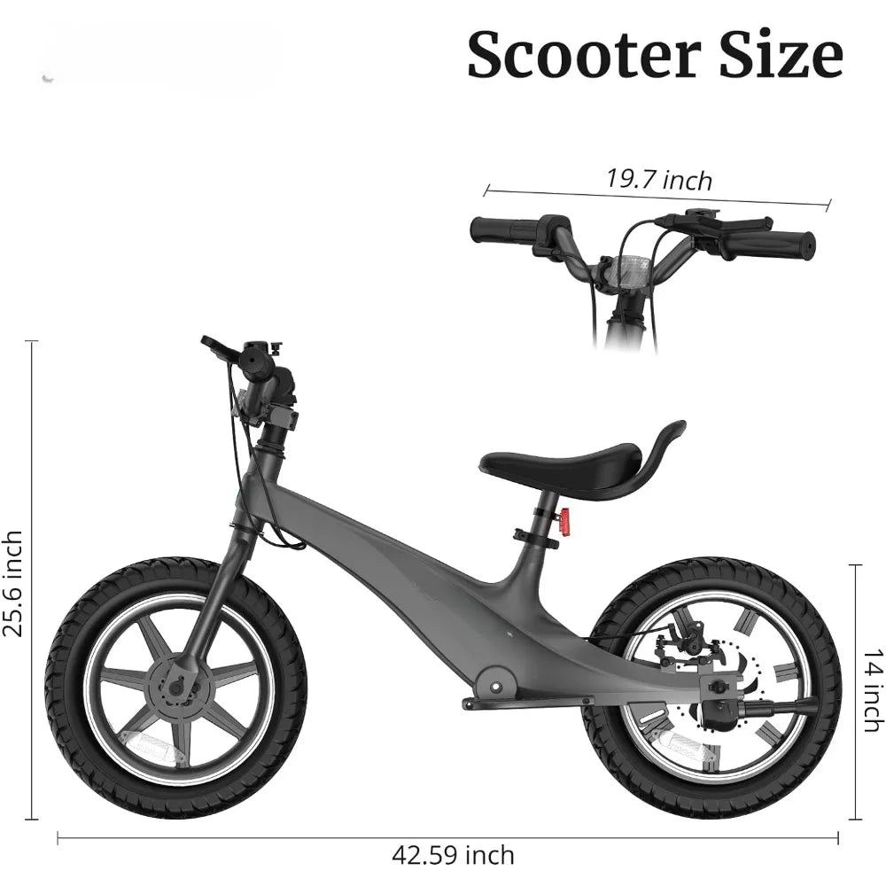 Electric Bike for Kids,250W 12MPH14"15.5Miles Max Range and Adjustable Seat,Balance Bike for Kid 5-8 Years,Electric Balance Bike