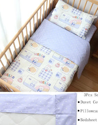 3 Pcs Baby Crib Bedding Set Cotton Bed Linens Boy Girl Cot kit Include Pillowcase Sheet Duvet Cover Children Room Decoration
