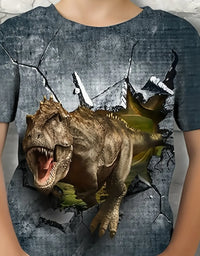 Children's Clothing Boys Tshirt Short Sleeve Child T-Shirt 3D Dinosaur Print Casual Kids Summer Clothes Girls Clothes Tops Tee
