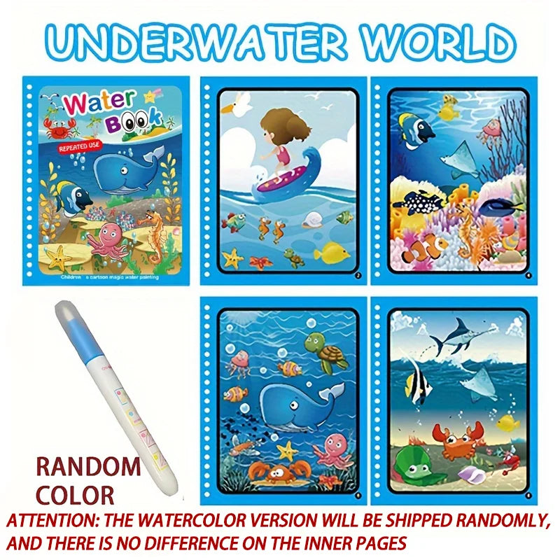 Magical Book Water Drawing Montessori Toys Reusable Coloring Book Magic Water Drawing Book Sensory Early Education for Children