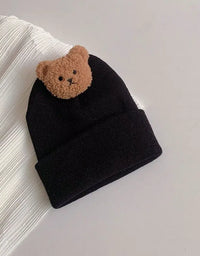 Cartoon Bear Baby Knitted Hat Autumn Winter Warm Newborn Infant Beanies for Boys Girls Soft Comfortable Toddler Kids Bonnet
