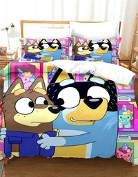 Bluey Kids Bedding Set Kawaii Cartoon Dog Duvet Cover Anime Bingo Pillowcase Kids Comfortable Bed Set Full Twin Queen King
