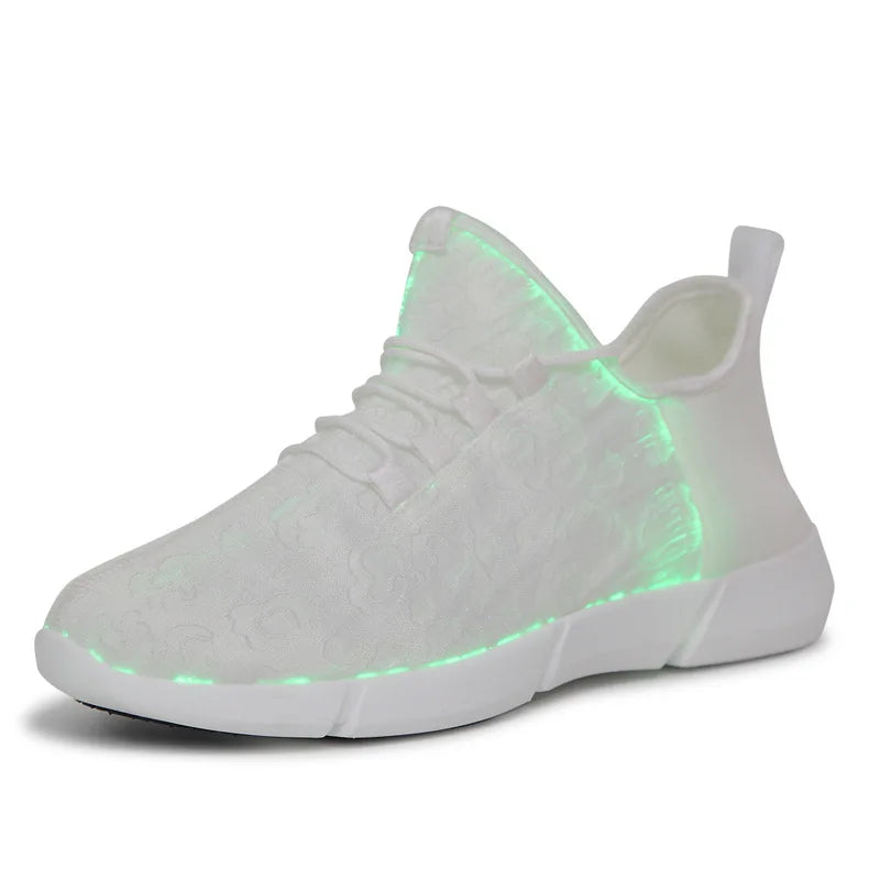 Kids Adults Luminous Glowing Sneakers Led Fiber Optic Shoes for Girls Boys Men Women Party Nightclub USB Recharge Glowing Shoes