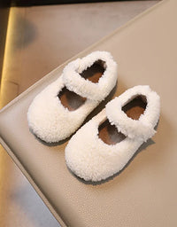 Winter New Children Flat Shoes Fur Cover Toe Light Warm Kids Casual Shoe 2024 Plush Warm Non-slip Leisure Comfy Boys Girls Shoe
