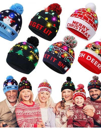 Christmas Hat Year Xmas Party Decor Creative Flashing Led Light Snowman Winter Warm Color Knitted Cap Christmas Gift Christmas
