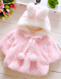 Children's clothing children's new cape girls autumn and winter wool sweater shawl baby ear fleece jacket cape
