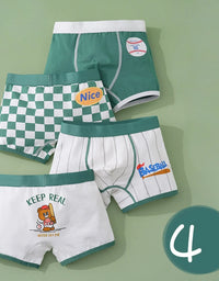 Cotton Kids Underwear 2023 Korean Cartoon Car Boxers for Boys Teenage Plaid Panties Shorts Boy Cute Underpants 2 4 8 12 14 Years

