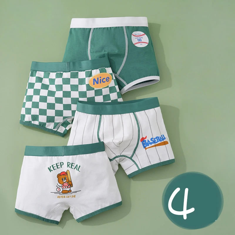 Cotton Kids Underwear 2023 Korean Cartoon Car Boxers for Boys Teenage Plaid Panties Shorts Boy Cute Underpants 2 4 8 12 14 Years