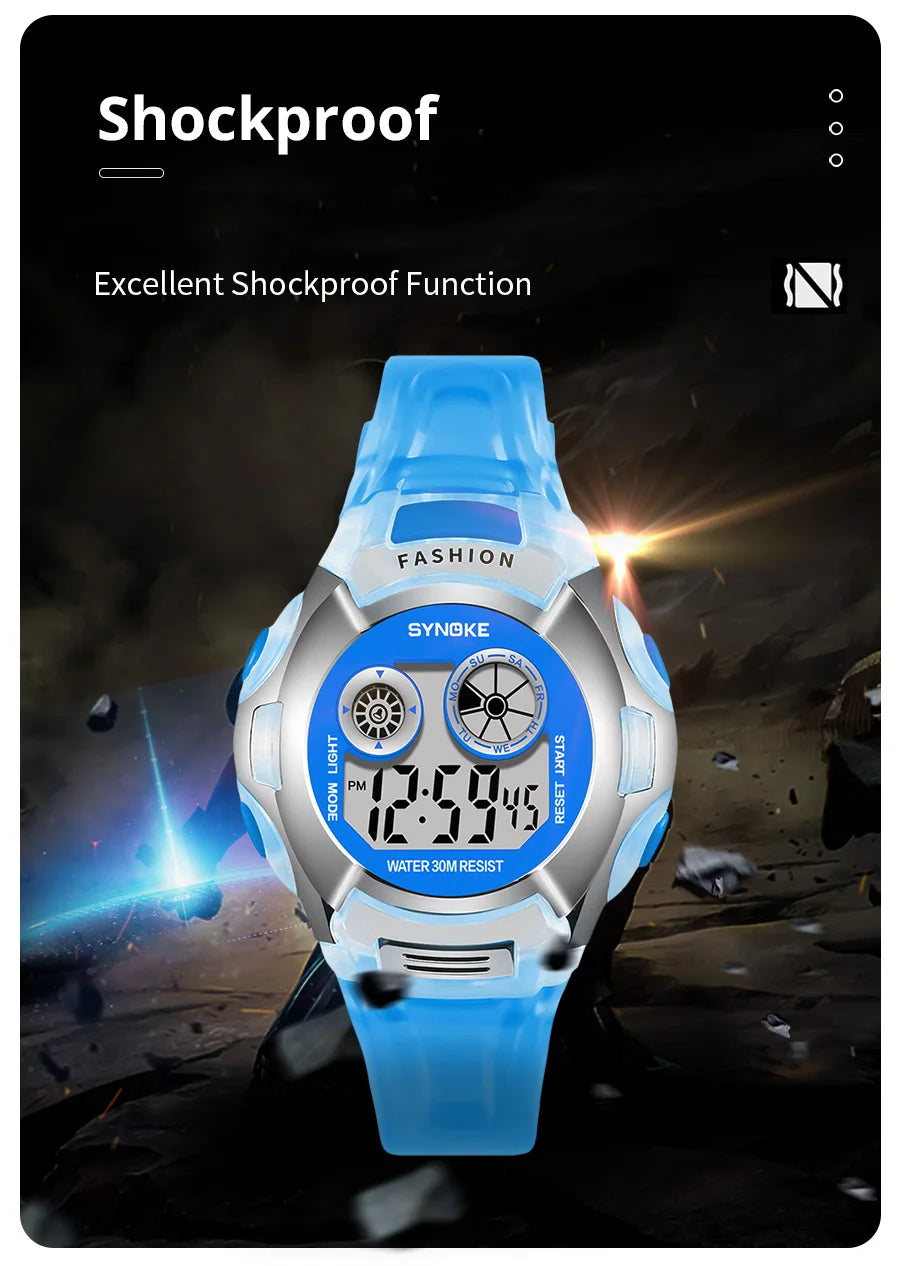 Student Electronic Watch Waterproof Sports Children Watch Glow Multi Function Digital Watch Seven Colors Light Gift