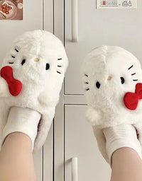 Sanrio Plush Slippers Hello Kittys Kawaii Cute Student Autumn Winter Bedroom Soft Padded Plush Bedroom Aldult Shoes Girls Xmas
