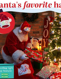 Funny LED Light Up Christmas Hat Plush Santa Hats with Bright Lights New Year Festive Holiday Party Supplies for Adults Kids
