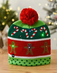 Christmas Hat Year Xmas Party Decor Creative Flashing Led Light Snowman Winter Warm Color Knitted Cap Christmas Gift Christmas
