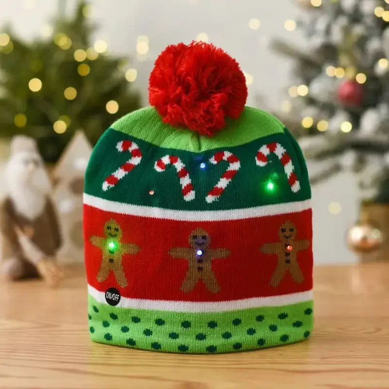 Christmas Hat Year Xmas Party Decor Creative Flashing Led Light Snowman Winter Warm Color Knitted Cap Christmas Gift Christmas