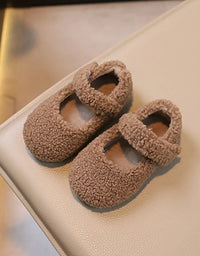 Winter New Children Flat Shoes Fur Cover Toe Light Warm Kids Casual Shoe 2024 Plush Warm Non-slip Leisure Comfy Boys Girls Shoe
