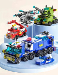 Children's puzzle assembly blocks  fire trucks  police cars  ambulances  planes  tanks  boys  birthday gift models  ornaments
