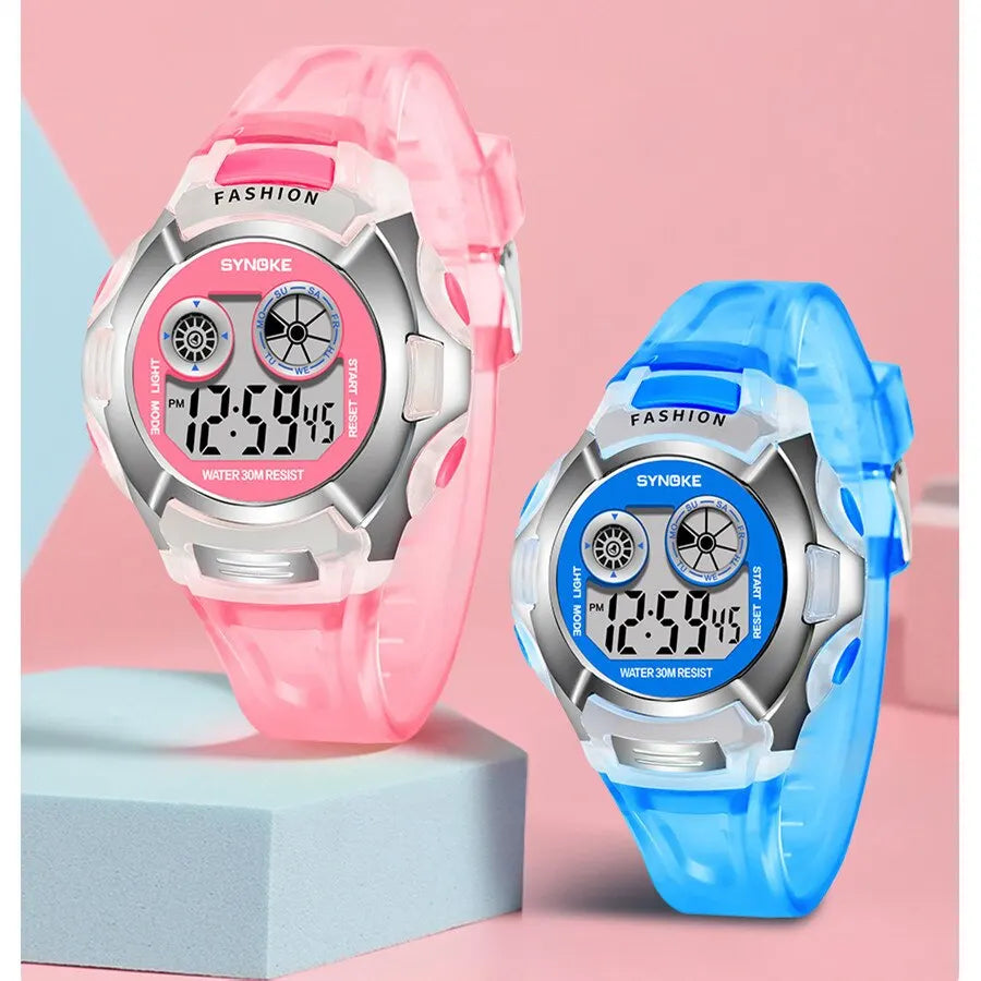 Student Electronic Watch Waterproof Sports Children Watch Glow Multi Function Digital Watch Seven Colors Light Gift