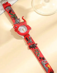 Kids Cartoon 3D Dinosaur Silicone Quartz Watch Student Watch
