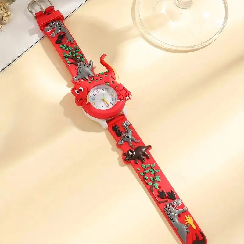 Kids Cartoon 3D Dinosaur Silicone Quartz Watch Student Watch