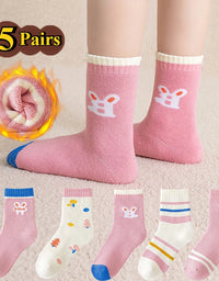 5 Pairs Warm Plush Kids Socks Autumn And Winter Plush Thicken Toddler Boys Girls Cotton Socks 1 to 12 Years Children Socks
