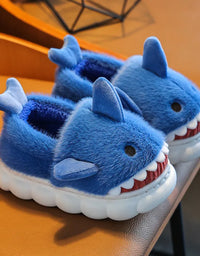 Children's Cotton Slippers for Boys and Girls Cute Cartoon Shark Slippers Autumn and Winter Home Indoor Baby Thick-soled Slip...
