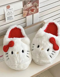 Sanrio Plush Slippers Hello Kittys Kawaii Cute Student Autumn Winter Bedroom Soft Padded Plush Bedroom Aldult Shoes Girls Xmas
