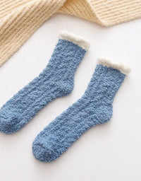 Autumn Winter Coral Velvet Socks Cute Cat Claw Socks For Women Children Girls Middle Tube Thickened Sleep Socks Home Floor Socks
