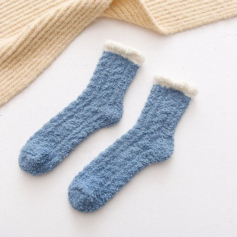 Autumn Winter Coral Velvet Socks Cute Cat Claw Socks For Women Children Girls Middle Tube Thickened Sleep Socks Home Floor Socks