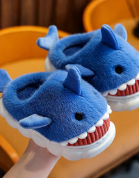 Children's Cotton Slippers for Boys and Girls Cute Cartoon Shark Slippers Autumn and Winter Home Indoor Baby Thick-soled Slip...
