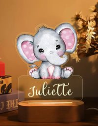 Personalized Children Animal Night Light Custom Name Acrylic Lamp Baby Kids Bedroom Decoration Neonate Christmas Birthday Christmas Gift
