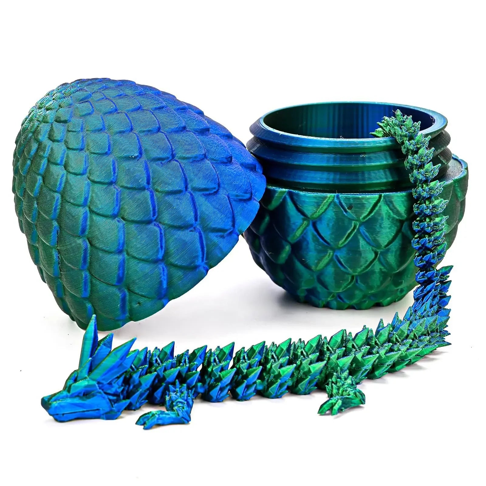 3D Printed Dragon Egg with Dragon Full Articulated Dragon Modle Movable Rotatable Articulated Desktop Ornament Kid Toy