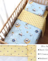 3 Pcs Baby Crib Bedding Set Cotton Bed Linens Boy Girl Cot kit Include Pillowcase Sheet Duvet Cover Children Room Decoration
