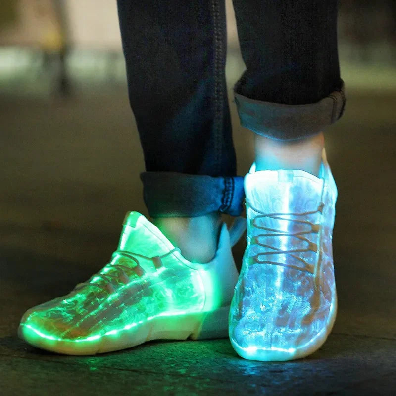 Luminous Sneaker Boy Men Women LED Light Shoes Girl Glowing Children Flashing With Light Adult USB Charge Kids Fiber Optic Shoes