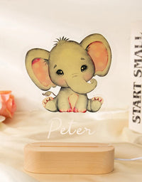 Personalized Children Animal Night Light Custom Name Acrylic Lamp Baby Kids Bedroom Decoration Neonate Christmas Birthday Christmas Gift
