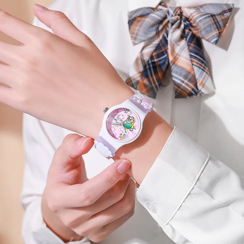 New Sanrio Silicone Watch Kawaii Cartoon Cinnamoroll Hello Kitty Melody Kuromi Quartz Watches Cute Anime Birthday Gifts for Kids