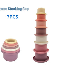 Siliconen Bouwsteen Baby Baby Stacking Cup Toys Early Educational Baby Bath Toys Stack Tower Gift 0 12 Months Boy Montessori Toy
