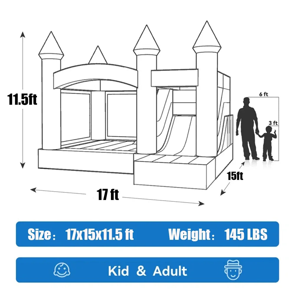 Giant White Bounce House Inflatable Bouncy Castle with Slide full PVC Jump House for kids Birthday, Party, Wedding