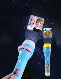 Disney Frozen Elsa kids Projection Flashlight Light-emitting Mickey 24Patterns Illuminated Projection Led Party Decor kids toy
