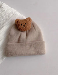 Cartoon Bear Baby Knitted Hat Autumn Winter Warm Newborn Infant Beanies for Boys Girls Soft Comfortable Toddler Kids Bonnet
