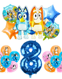 Blueies Birthday Party Decoration Foil Latex Balloon For Kids Event Supplies Blue Dog Disposable Tableware Banner Backdrop
