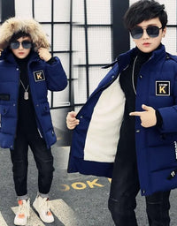 Boys Down Jacket Coat Overcoat Cotton 2023 Blue Warm Thicken Winter Plus Size Children's Clothing
