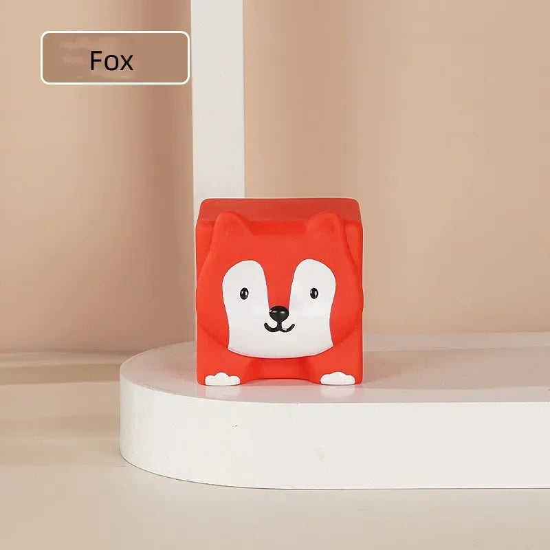 Cute Animals Blocks Toy Silicone Toys Rubber Months Cube 3D Sensory Kids Bath Touch 6 Pcs Grasp Stacking