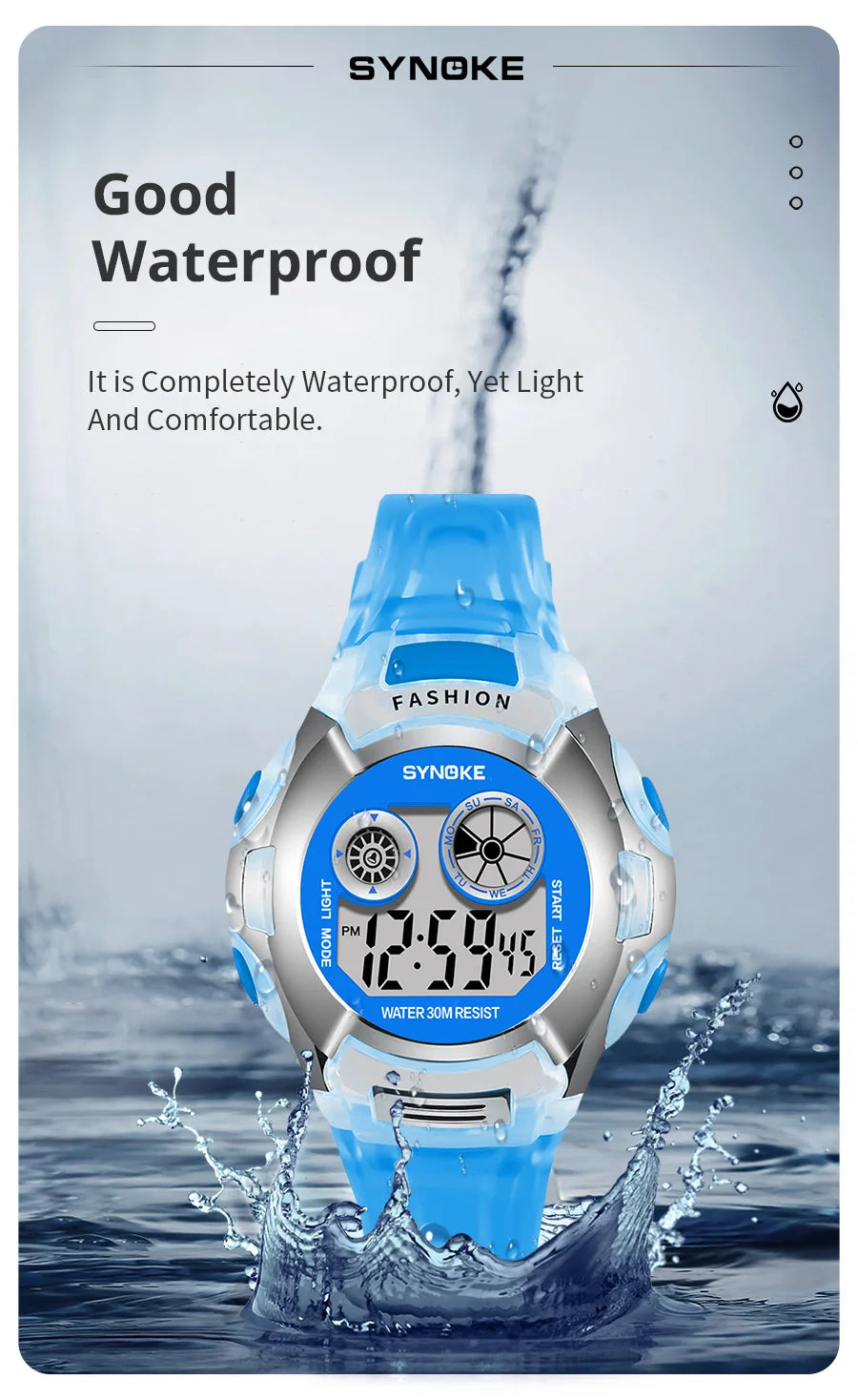 Student Electronic Watch Waterproof Sports Children Watch Glow Multi Function Digital Watch Seven Colors Light Gift