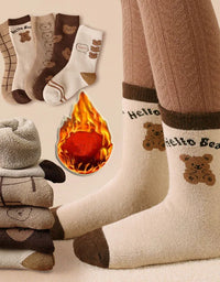 5 Pairs Baby Socks Winter Socks Thick Thermal Warm Socks Kids Cartoon Bear Cotton Socks For Boys Infant Snow Boot Calf Sock
