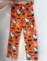 Sanrio Hello Kitty Y2k Kawaii Anime Flannel Pajamas Women'S Warm Woolen Cartoon Casual Home Pants Autumn Winter Fashion Trousers
