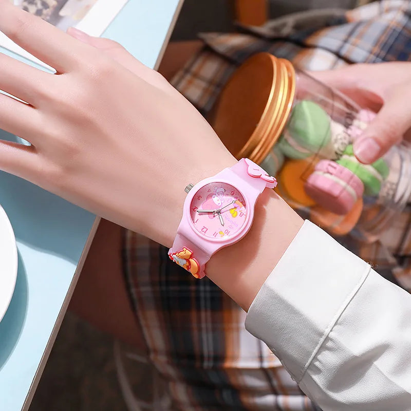 New Sanrio Silicone Watch Kawaii Cartoon Cinnamoroll Hello Kitty Melody Kuromi Quartz Watches Cute Anime Birthday Gifts for Kids