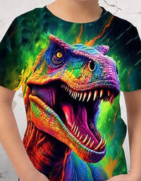 Children's Clothing Boys Tshirt Short Sleeve Child T-Shirt 3D Dinosaur Print Casual Kids Summer Clothes Girls Clothes Tops Tee
