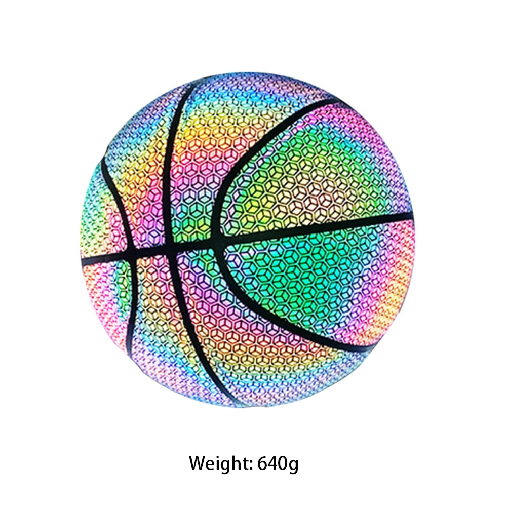 PU Basketball Reflective Ball Glowing Durable Basketball Luminous Luminous Basketballs Gifts Toys For Indoor Outdoor Night Game