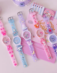 New Sanrio Silicone Watch Kawaii Cartoon Cinnamoroll Hello Kitty Melody Kuromi Quartz Watches Cute Anime Birthday Gifts for Kids
