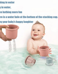 Siliconen Bouwsteen Baby Baby Stacking Cup Toys Early Educational Baby Bath Toys Stack Tower Gift 0 12 Months Boy Montessori Toy
