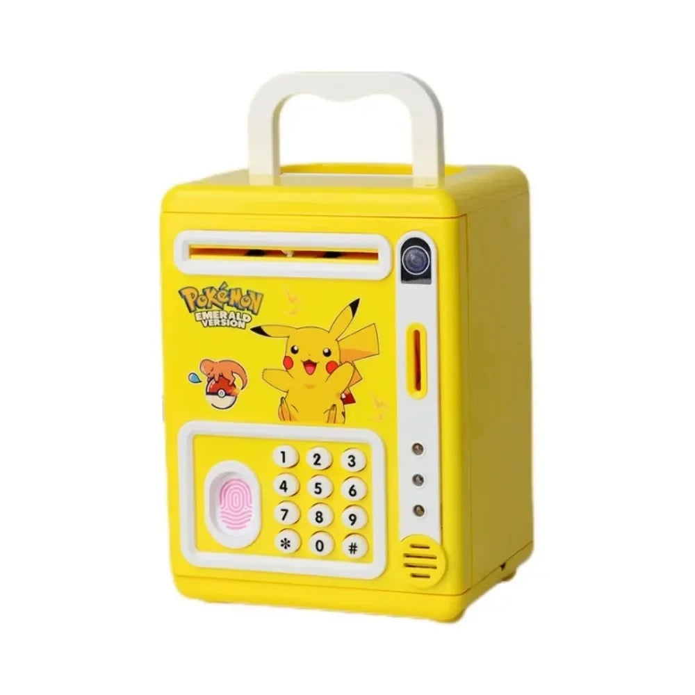 Anime Pikachu Pokemon Piggy Bank Electronic Password Money Box Music Cash Saving Box Auto Scroll Paper Banknote Children Gifts